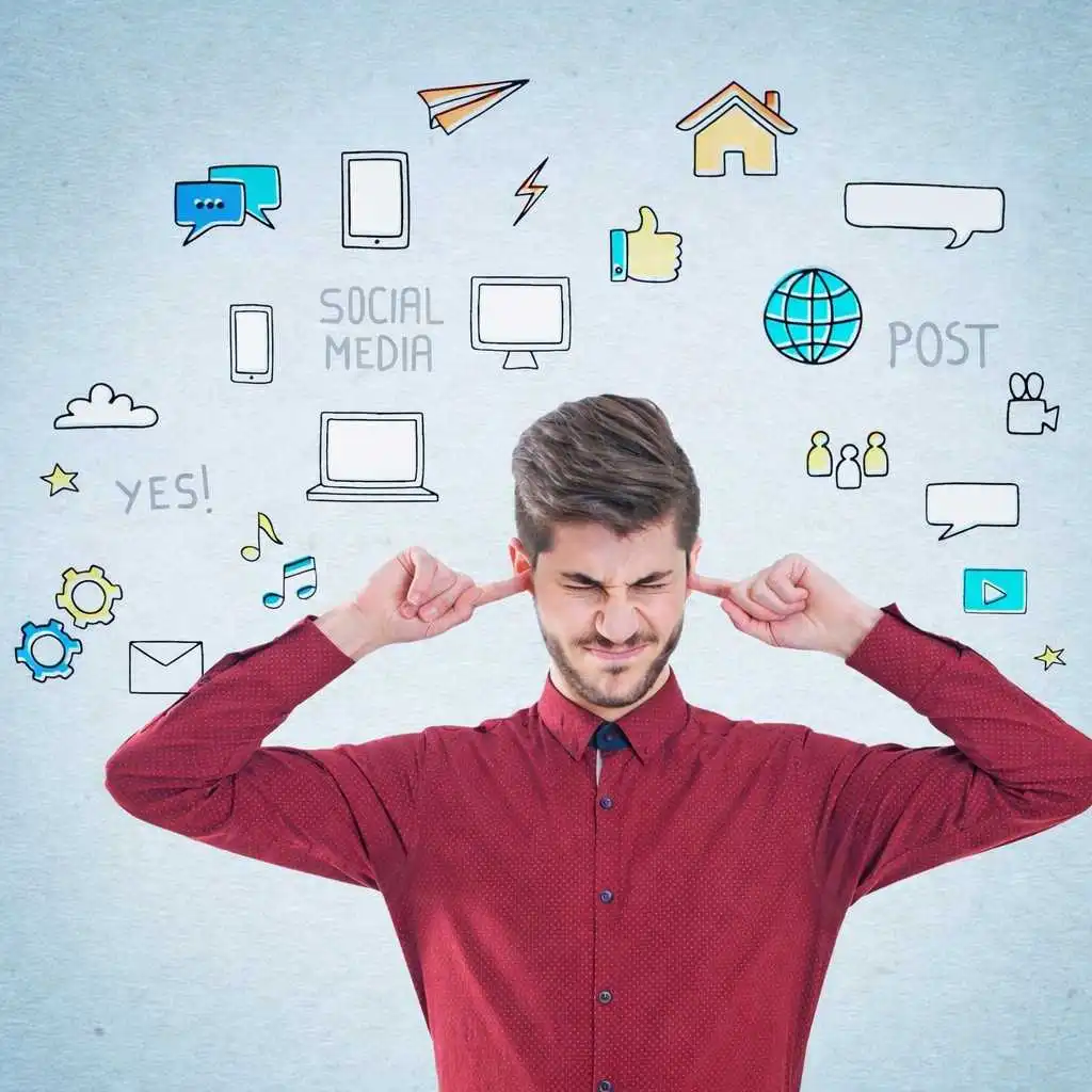 Business owner feeling overwhelmed by social media marketing challenges and digital distractions in Junagadh.